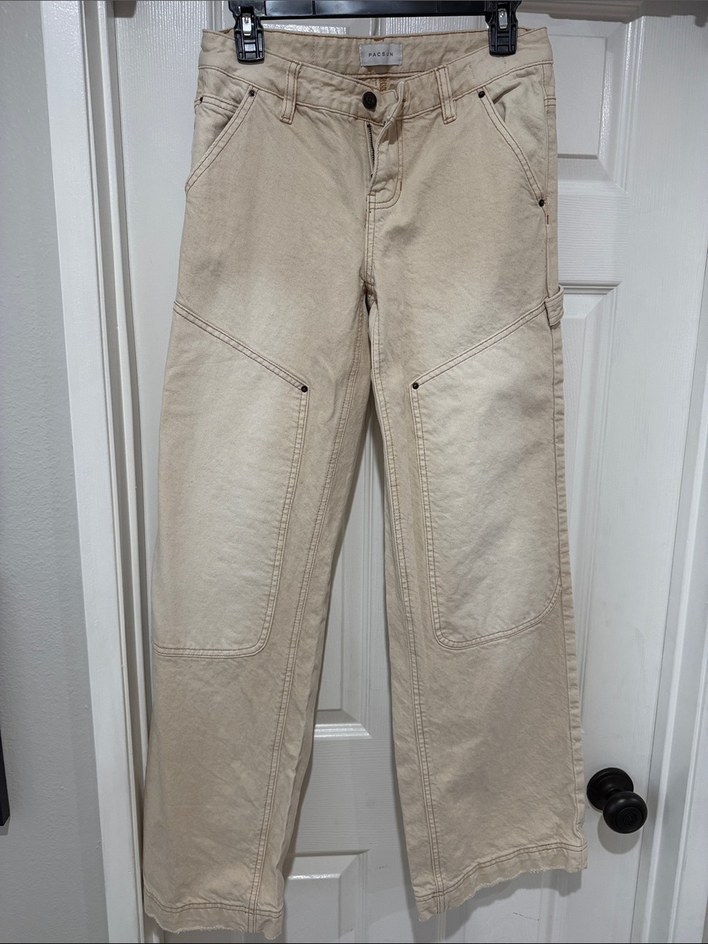 PAC Sun Wide-Leg Utility Pants in Light Beige